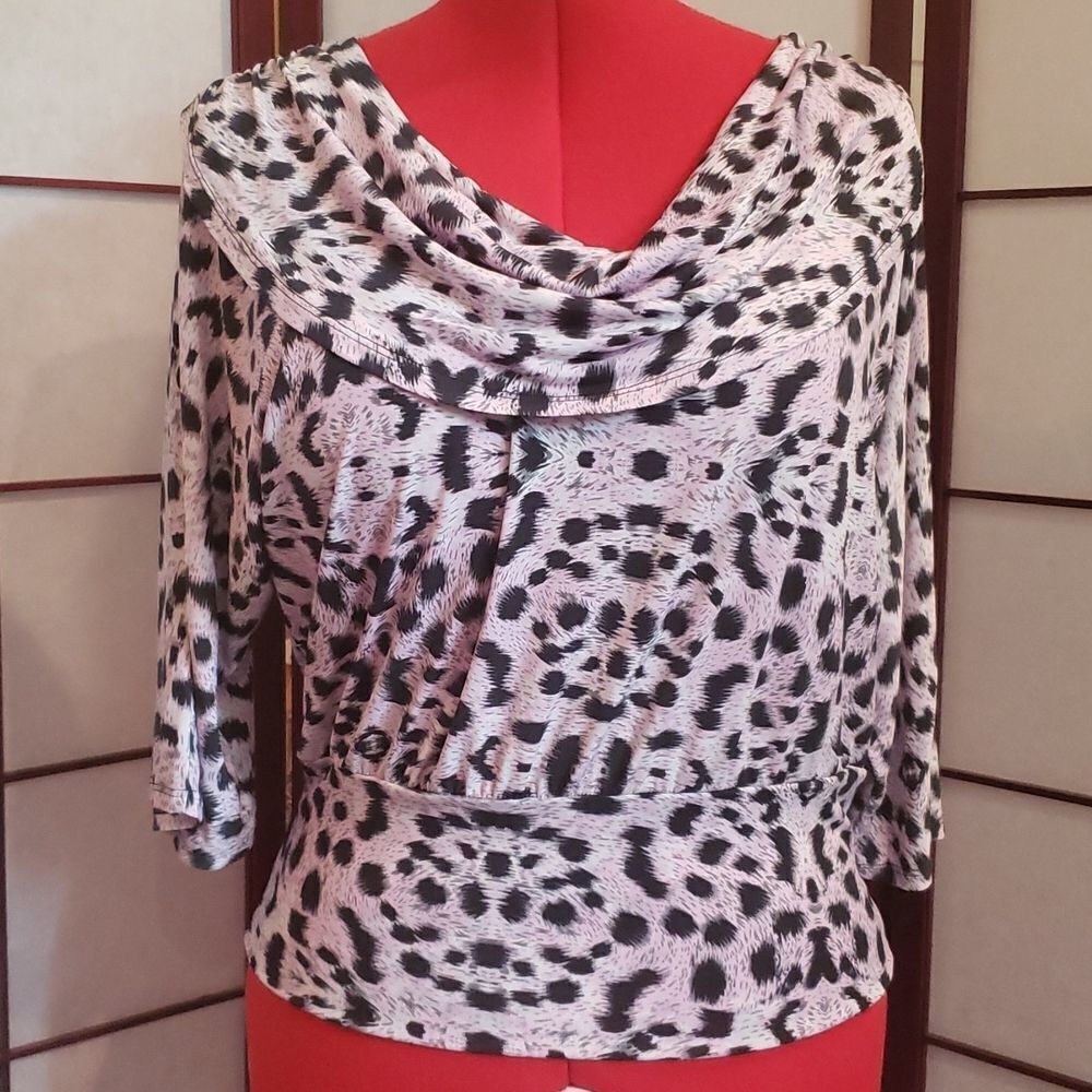 Isabella Rodriguez Pink Splash Leopard Print Blouse